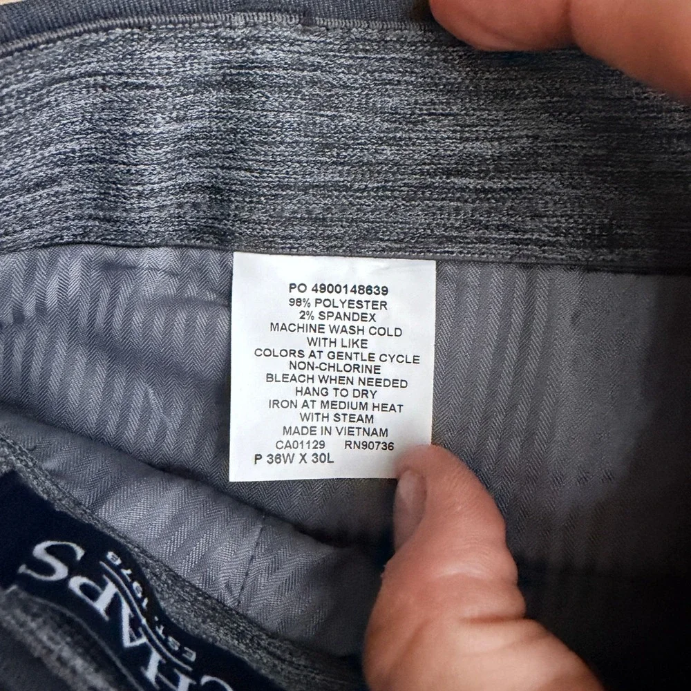 Chaps Performance Dress Pants Mens 36x30‎ Charcoal Regular Fit Stretch NEW